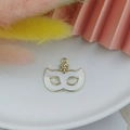 Gold and white enamel mask pendant with snowflake loop for DIY jewelry making - White
