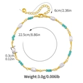 Vue détaillée de la chevillère bohème en turquoise et perles avec mesures de taille - Or 18 carats / Style Perle Ovale et Perle Turquoise (KA0245)