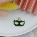DIY jewelry pendant in dark green enamel mask design with golden snowflake hanging ring - Dark Green