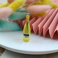 Miniature yellow resin VSOP wine bottle charm with silver metal loop for DIY jewelry - Yellow