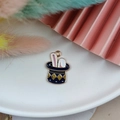 Pendentif émaillé mignon de lapin dans un chapeau de magicien bleu foncé avec oreilles - Oreille de lapin
