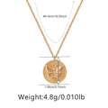 Gold round pendant necklace with butterfly engraving and 40+6cm chain specs - Butterfly Embossed Coin(KN0292) / 18K Gold
