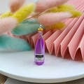 Purple translucent miniature VSOP bottle pendant with golden ring for DIY jewelry making - Purple