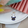 Pendentif lapin dans un chapeau magique en émail pour bijoux DIY en bleu et blanc - Lapin dans le Chapeau