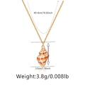 Collier pendentif coquillage doré à rayures orange avec chaîne de 40+6cm - Conque Texture Naturelle(KN0296) / Or 18 carats