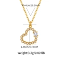 Classic gold heart pendant necklace with zircon stones and 40+6cm adjustable chain - Hollow Heart Style (KN0385)