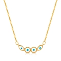 Collier plaqué or 18 carats avec pendentifs mauvais œil et détails en émail bleu - Mauvais Œil Bohème(KN0334) / Or 18 carats