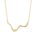 Collier plaqué or poli avec pendentif en forme de vague et chaîne à maillons fins - Art de la Vague de Lave(KN0333) / Or 18 carats