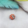 3D orange pumpkin charm pendant with silver hoop for DIY jewelry making and necklace crafts - Orange