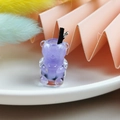 Μωβ μενταγιόν αρκουδάκι bubble tea από ρητίνη για χειροποίητα κοσμήματα και σκουλαρίκια - Ανοιχτό Μοβ