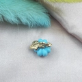 Blue pumpkin charm in alloy material with golden leaf for DIY jewelry necklace making - Blue
