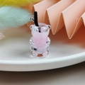Ροζ μίνι μενταγιόν αρκουδάκι bubble tea για κατασκευή κοσμημάτων DIY με ασημένιο δαχτυλίδι - Ροζ