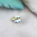 DIY white flower pendant charm with gold leaf for necklace and jewelry making - White