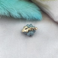 Grey matte 3D pumpkin pendant with gold metal leaves for DIY jewelry making - Gray