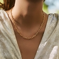 Collar de cadena de eslabones ovales dorados para un estilo minimalista elegante - Estilo de Cadena de Eslabones Ovalados (KN0416)