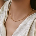 Collar de oro con un diseño único de eslabones ovalados ondulados para mujer - Estilo de Eslabón Largo con Borde Ondulado (KN0417)