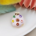 Pink resin donut pendant with XOXO heart detail for DIY jewelry and accessories - Pink Donut (XOXO)