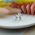 DIY antique silver alloy rocking horse charm for jewelry making on decorative background - White Gold