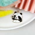Schattige panda emaille hanger met gouden rand en hart voor DIY sieraden maken - Geblinddoekte Panda