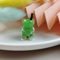 Μικροσκοπικό μενταγιόν αρκουδάκι bubble tea από ρητίνη σε πράσινο για DIY κοσμήματα - Πράσινο μάτσα