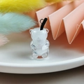 Μίνι μενταγιόν αρκουδάκι bubble tea από ρητίνη για κοσμήματα DIY με ασημένιο κρίκο - Λευκό