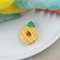 DIY resin yellow pineapple donut pendant accessory with green leaves for keychains - Yellow Pineapple Style Donut
