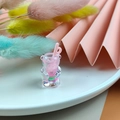 Pendentif ours en résine transparente avec paille rose et perles colorées pour bijoux DIY - Rose