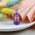 Miniature purple resin dumbbell bottle charm with orange slice label and metal ring hook - Purple