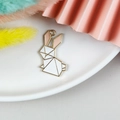 Geometrische konijn hanger van legering met roze emaille voor DIY sieraden - Geometrische Roze Stijl / Konijn