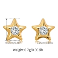 Détails des boucles d'oreilles étoile de mer dorées avec zircon et dimensions - Style Étoile avec Pierre Centrale (KE1463)