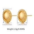 Dimensions détaillées des boucles d'oreilles ovales plaquées or 18 carats avec bords torsadés - Style Ovale Torsade de Corde Rétro (KE1465)