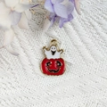 Pendentif émaillé d'Halloween avec fantôme et citrouille pour bijoux DIY - Fantôme dans une Citrouille(7)
