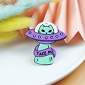 Ακρυλικό μενταγιόν γάτα σε μοβ UFO με κείμενο Take Me για DIY κοσμήματα - Στυλ Διαστημόπλοιο Γάτας TakeMe (1)