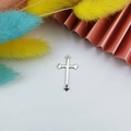 Polished silver cross pendant accessory for DIY jewelry making on colorful background - Silver Polished Style (1)