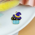 Wizard hat cupcake pendant charm for Halloween DIY jewelry making projects - Wizard Hat Cupcake Striped Base