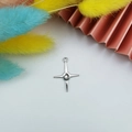 Silver starburst charm with central zircon for DIY jewelry making and handmade earrings - Silver Rhinestone Four-pointed Star (3)