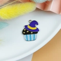 Pendentif cupcake d'Halloween avec chapeau de sorcière et émail coloré pour bijoux DIY - Cupcake Chapeau de Sorcier Noir Jaune