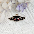 Pendentif chauve-souris en émail noir avec bord doré pour bijoux DIY d'Halloween - Chauve-souris Noire Mignonne(11)