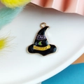 Cartoon witch hat pendant in black and gold alloy with BAD WITCH lettering for DIY - Moon Magic Hat