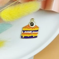 Pendentif gâteau citrouille Halloween amusant en émail avec yeux pour bijoux DIY - Gâteau Monstre Gros Œil Violet Étages