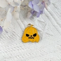 Pendentif citrouille fantôme en alliage doré et émail jaune pour création de bijoux - Fantôme Citrouille Jaune(12)