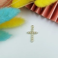 DIY gold alloy cross charm with 11 white pearls for handmade earring jewelry making - Gold Multi Artificial Pearl Style (7)