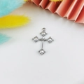 Silver cross pendant with four white pearls and top ring for DIY jewelry making - Silver End Artificial Pearl Style (9)