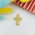 Elegant gold cross pendant with pearl inlay for DIY jewelry making and earring designs - Gold Beaded Edge Artificial Pearl Style (11)