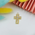 Golden cross pendant with clear rhinestones and beads for DIY jewelry making - Gold Beaded Edge Rhinestone Style (12)