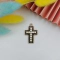 Cross pendant with vintage gold finish and 11 sparkling rhinestones for jewelry making - Antique Gold Beaded Rhinestone Style (13)