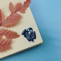 Halloween black ghost alloy pendant charm with white eyes for DIY jewelry making - White Base Black