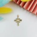 Vintage cross star jewelry connector with white pearl and rhinestones for DIY earring craft - Gold Double Hook Artificial Pearl Connector (15)