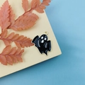 Ghost-shaped black enamel pendant with gold edges for Halloween jewelry DIY - Gold Base Black