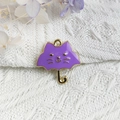 DIY jewelry charm featuring a purple cat umbrella pendant with a gold metal finish - Purple